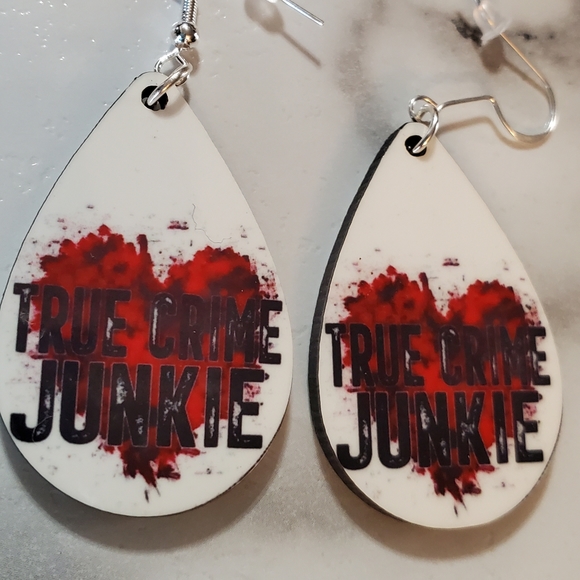 True Crime Junkie Teardrop Earrings - Picture 6 of 6